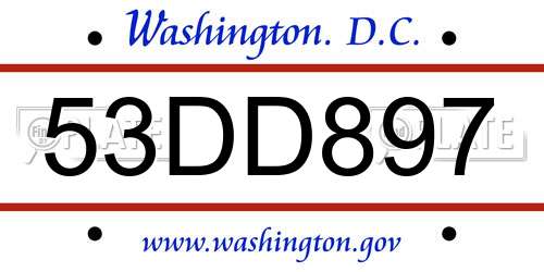 53DD897 District Of Columbia License Plate