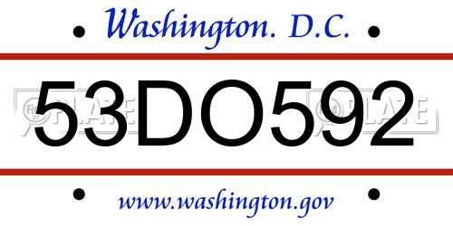 53DO592 District Of Columbia License Plate