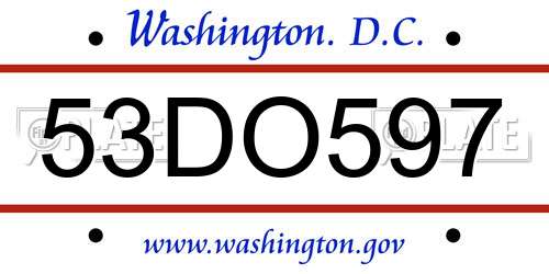 53DO597 District Of Columbia License Plate