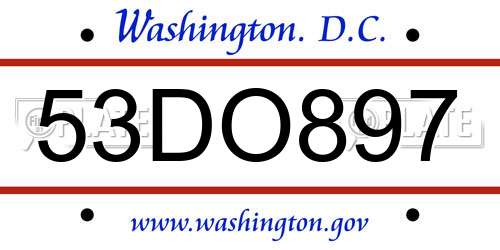 53DO897 District Of Columbia License Plate