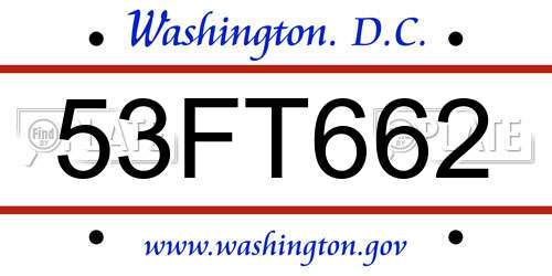 53FT662 District Of Columbia License Plate