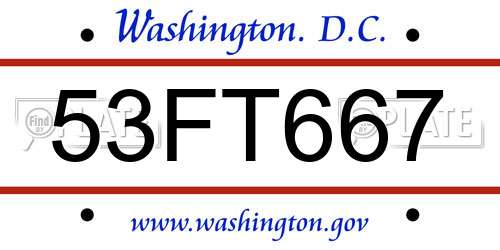 53FT667 District Of Columbia License Plate
