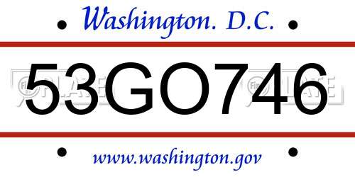 53GO746 District Of Columbia License Plate