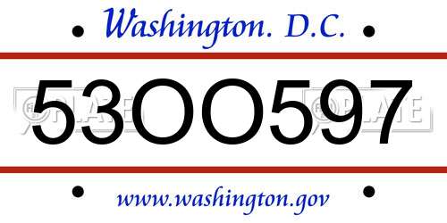 53OO597 District Of Columbia License Plate