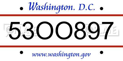 53OO897 District Of Columbia License Plate