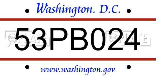 53PB024 District Of Columbia License Plate