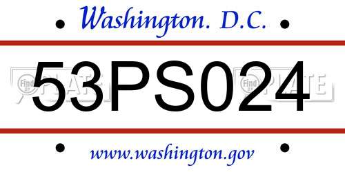 53PS024 District Of Columbia License Plate