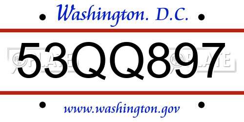 53QQ897 District Of Columbia License Plate