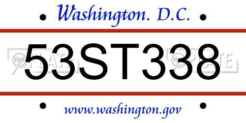53ST338 District Of Columbia License Plate
