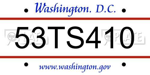 53TS410 District Of Columbia License Plate