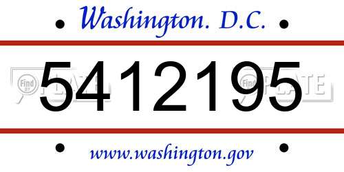 5412195 District Of Columbia License Plate