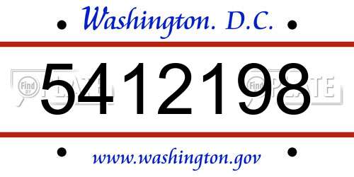5412198 District Of Columbia License Plate
