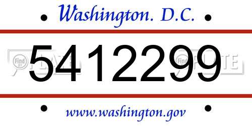 5412299 District Of Columbia License Plate