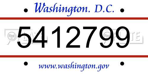 5412799 District Of Columbia License Plate