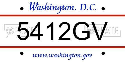5412GV District Of Columbia License Plate
