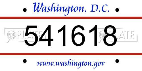541618 District Of Columbia License Plate