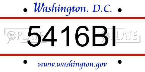 5416BI District Of Columbia License Plate