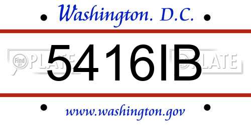 5416IB District Of Columbia License Plate