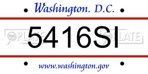 5416SI District Of Columbia License Plate