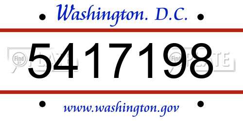 5417198 District Of Columbia License Plate