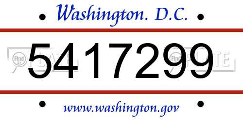 5417299 District Of Columbia License Plate