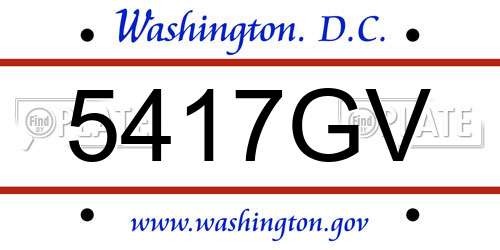 5417GV District Of Columbia License Plate