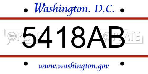 5418AB District Of Columbia License Plate