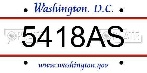 5418AS District Of Columbia License Plate
