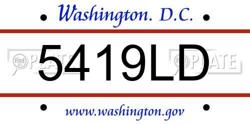 5419LD District Of Columbia License Plate