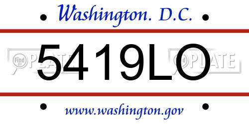5419LO District Of Columbia License Plate
