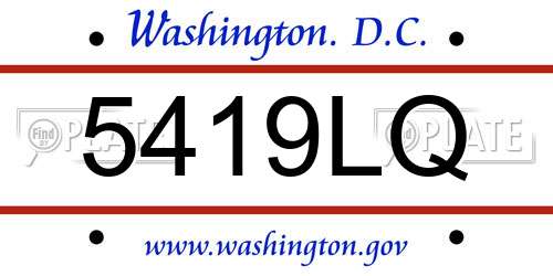 5419LQ District Of Columbia License Plate