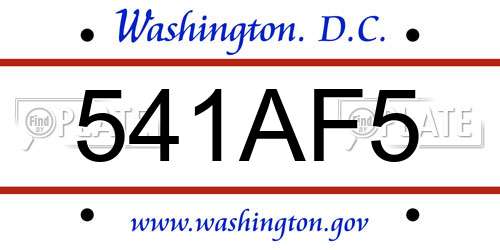 541AF5 District Of Columbia License Plate