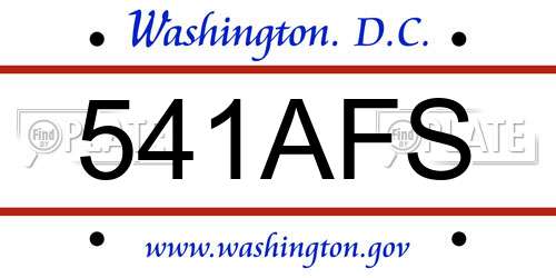 541AFS District Of Columbia License Plate