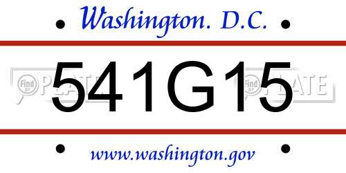 541G15 District Of Columbia License Plate