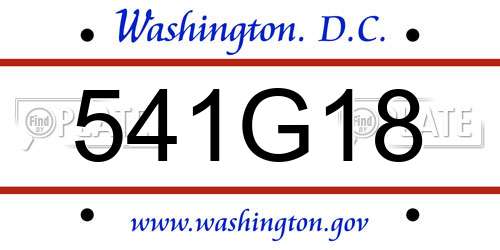 541G18 District Of Columbia License Plate