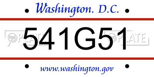 541G51 District Of Columbia License Plate