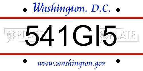 541GI5 District Of Columbia License Plate