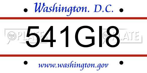 541GI8 District Of Columbia License Plate