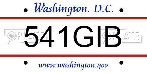 541GIB District Of Columbia License Plate
