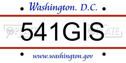 541GIS District Of Columbia License Plate