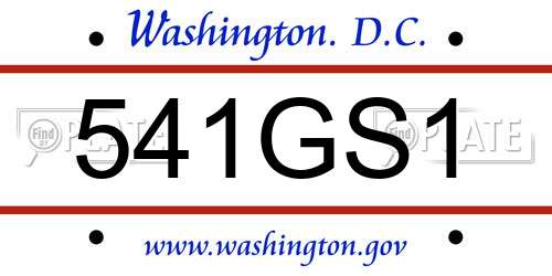 541GS1 District Of Columbia License Plate