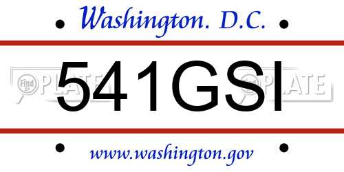 541GSI District Of Columbia License Plate