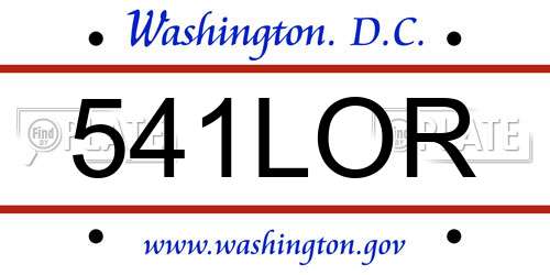 541LOR District Of Columbia License Plate