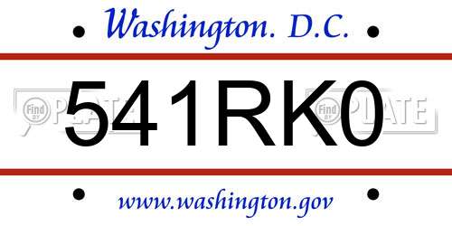 541RK0 District Of Columbia License Plate