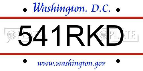 541RKD District Of Columbia License Plate