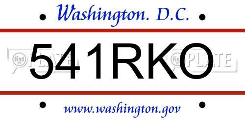 541RKO District Of Columbia License Plate
