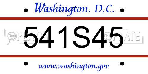 541S45 District Of Columbia License Plate