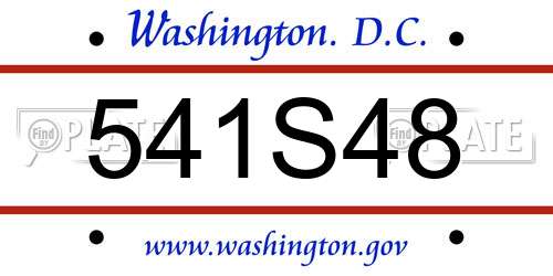 541S48 District Of Columbia License Plate