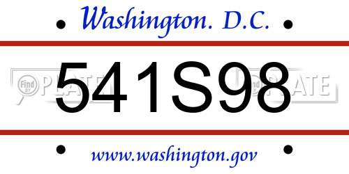 541S98 District Of Columbia License Plate
