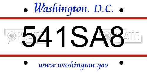 541SA8 District Of Columbia License Plate